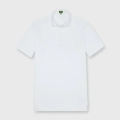 Short-Sleeved Polo In White Terry