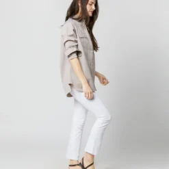 Safari Shirt In Taupe Poplin -Modezzia Sales S70337 4548