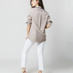 Safari Shirt In Taupe Poplin -Modezzia Sales S70337 4555