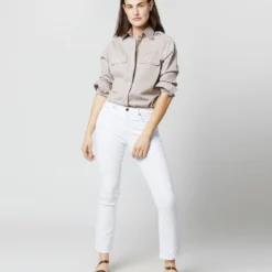 Safari Shirt In Taupe Poplin -Modezzia Sales S70337 4621