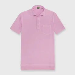 Slim-Fit Short-Sleeved Polo In Pink Jersey