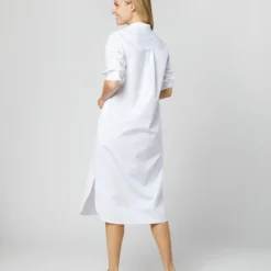 Boyfriend Dress In White Poplin -Modezzia Sales S70455 041