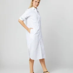 Boyfriend Dress In White Poplin -Modezzia Sales S70455 047