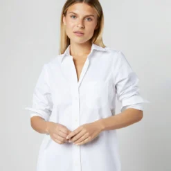 Boyfriend Dress In White Poplin -Modezzia Sales S70455 062