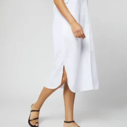 Boyfriend Dress In White Poplin -Modezzia Sales S70455 086