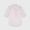 Elbow-Sleeve Frill Blouse In Pale Pink Silk Twill -Modezzia Sales S70502 1