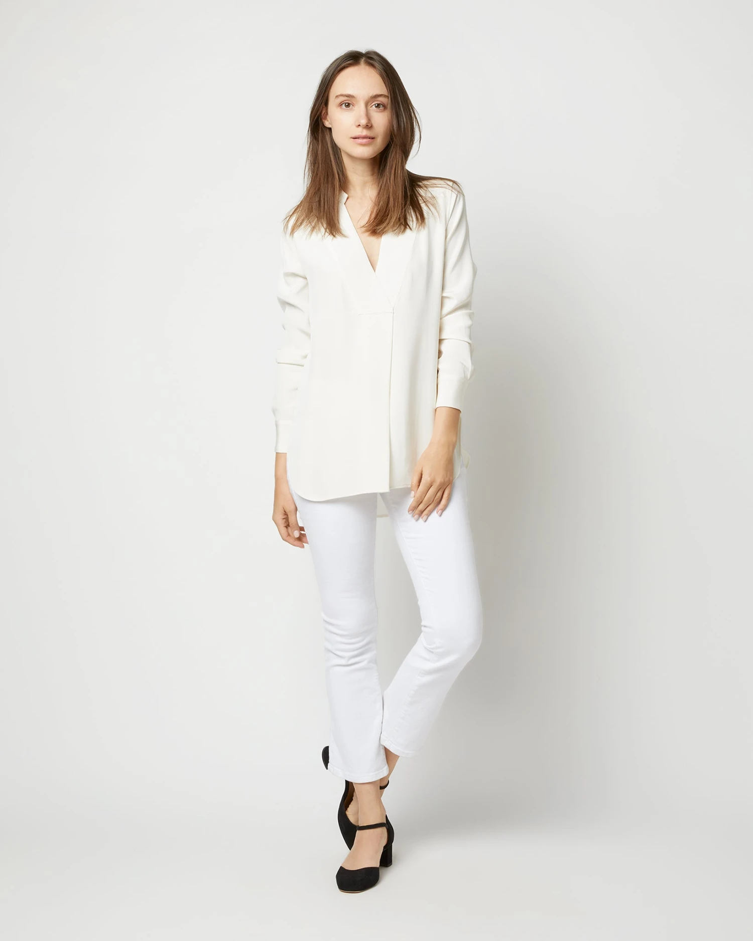 Nyala Blouse In Ivory Silk Crepe De Chine 4 Nyala Blouse In Ivory Silk Crepe De Chine - Image 2