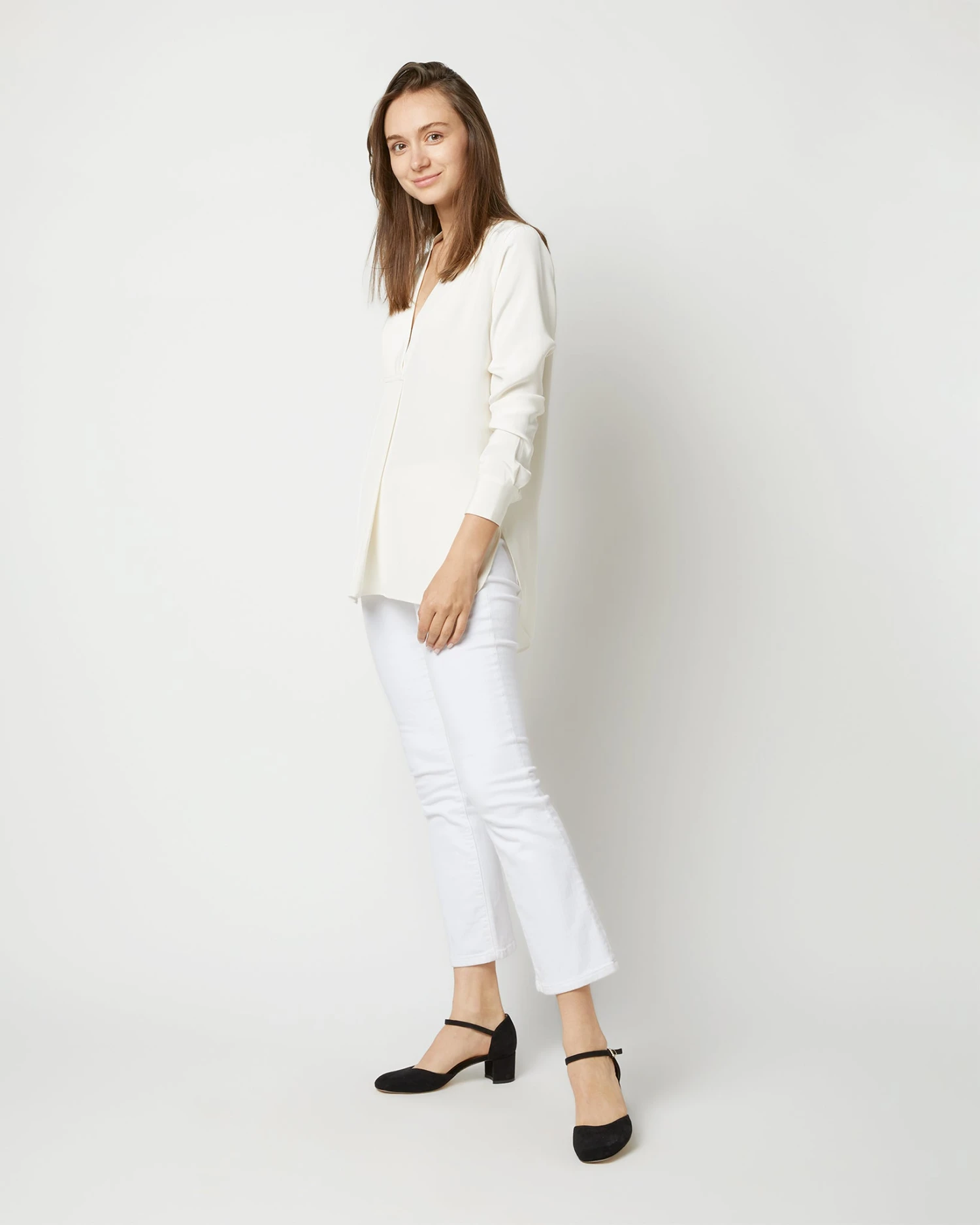Nyala Blouse In Ivory Silk Crepe De Chine 6 Nyala Blouse In Ivory Silk Crepe De Chine - Image 4