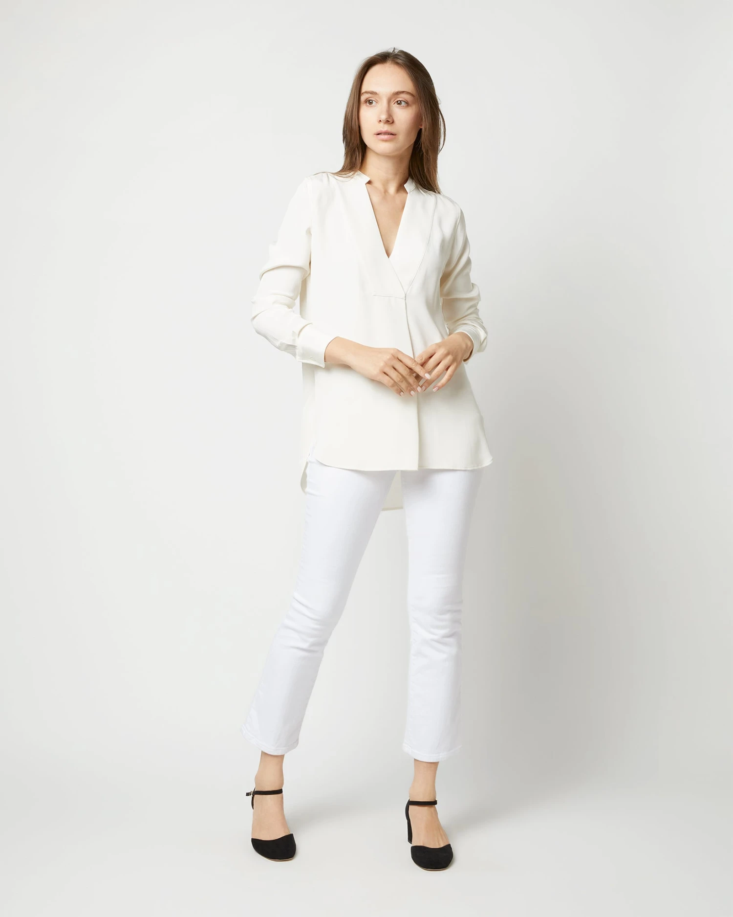 Nyala Blouse In Ivory Silk Crepe De Chine 9 Nyala Blouse In Ivory Silk Crepe De Chine - Image 7