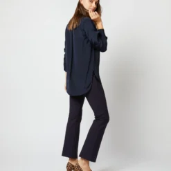 Nyala Blouse In Navy Silk Crepe De Chine 14 Nyala Blouse In Navy Silk Crepe De Chine -Modezzia Sales S70504 1341