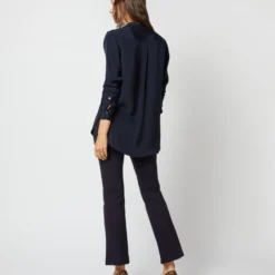 Nyala Blouse In Navy Silk Crepe De Chine 17 Nyala Blouse In Navy Silk Crepe De Chine -Modezzia Sales S70504 1352