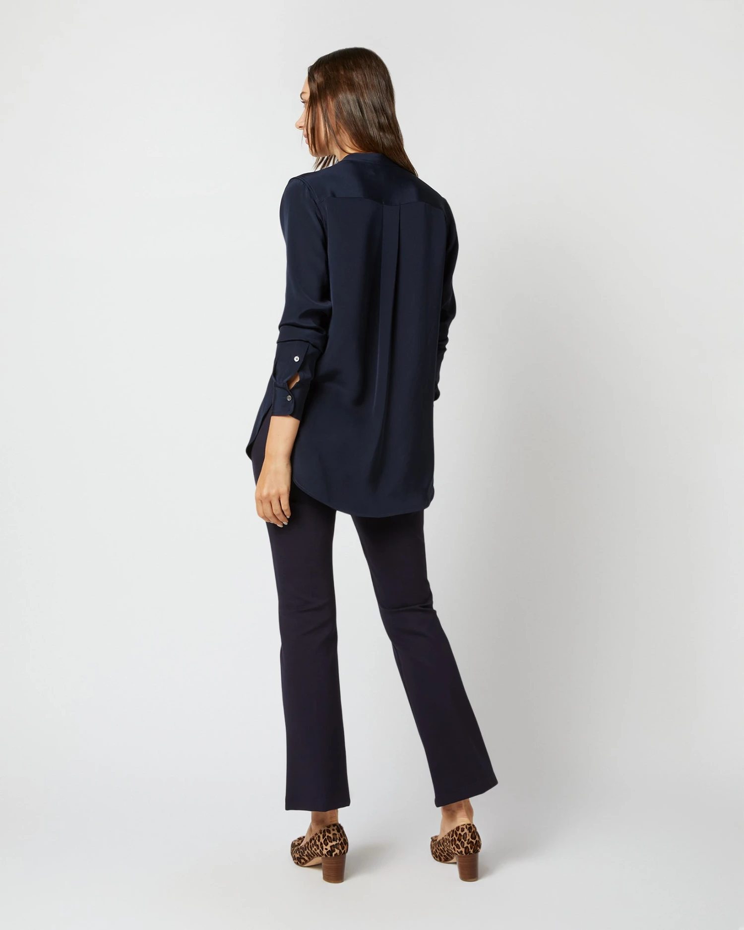 Nyala Blouse In Navy Silk Crepe De Chine 10 Nyala Blouse In Navy Silk Crepe De Chine - Image 8