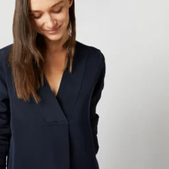 Nyala Blouse In Navy Silk Crepe De Chine 15 Nyala Blouse In Navy Silk Crepe De Chine -Modezzia Sales S70504 1418