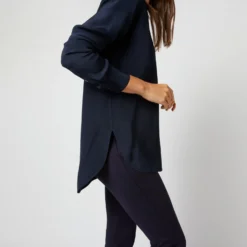 Nyala Blouse In Navy Silk Crepe De Chine 16 Nyala Blouse In Navy Silk Crepe De Chine -Modezzia Sales S70504 1429