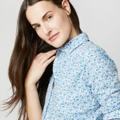 Tomboy Popover Shirt In Blue Multi Canyon Clover Liberty Fabric -Modezzia Sales S70630 5511