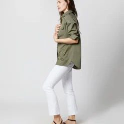 Safari Shirt In Olive Poplin -Modezzia Sales S70637 5687