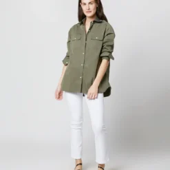 Safari Shirt In Olive Poplin -Modezzia Sales S70637 5737