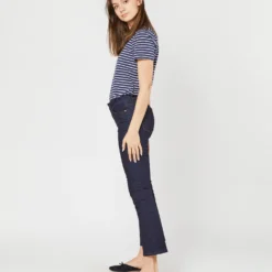 Short-Sleeved Relaxed Tee In Navy/White Stripe Jersey -Modezzia Sales S70648 5729