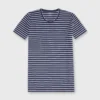 Short-Sleeved Relaxed Tee In Navy/White Stripe Jersey -Modezzia Sales S70648 60