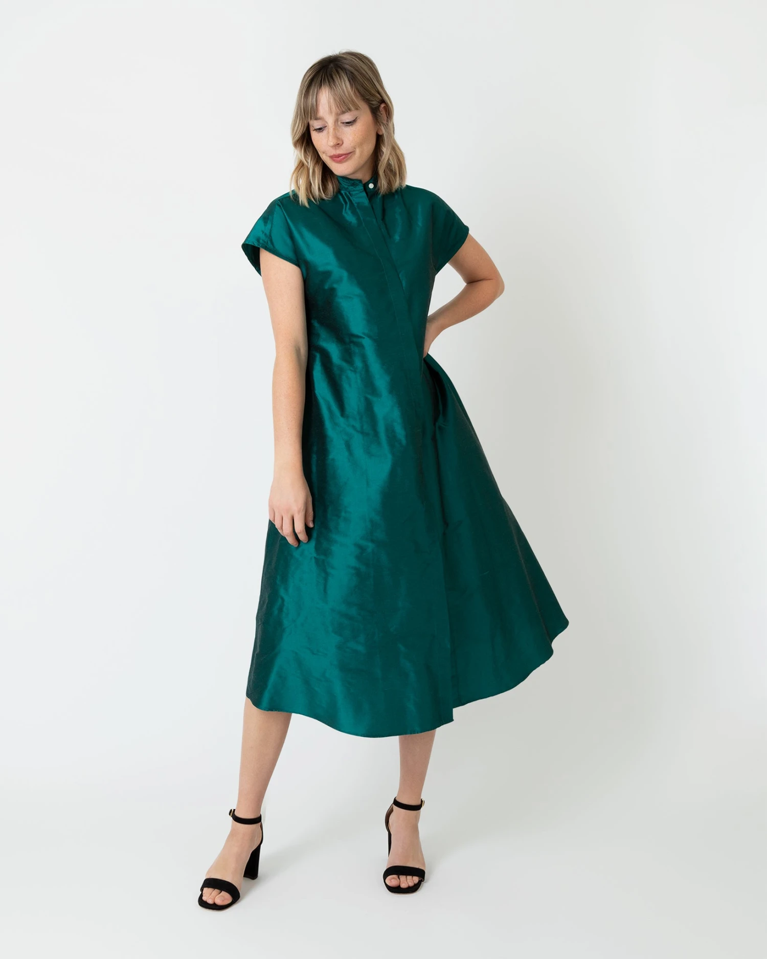 Gianna Dress In Peacock Silk Shantung 9 Gianna Dress In Peacock Silk Shantung - Image 7