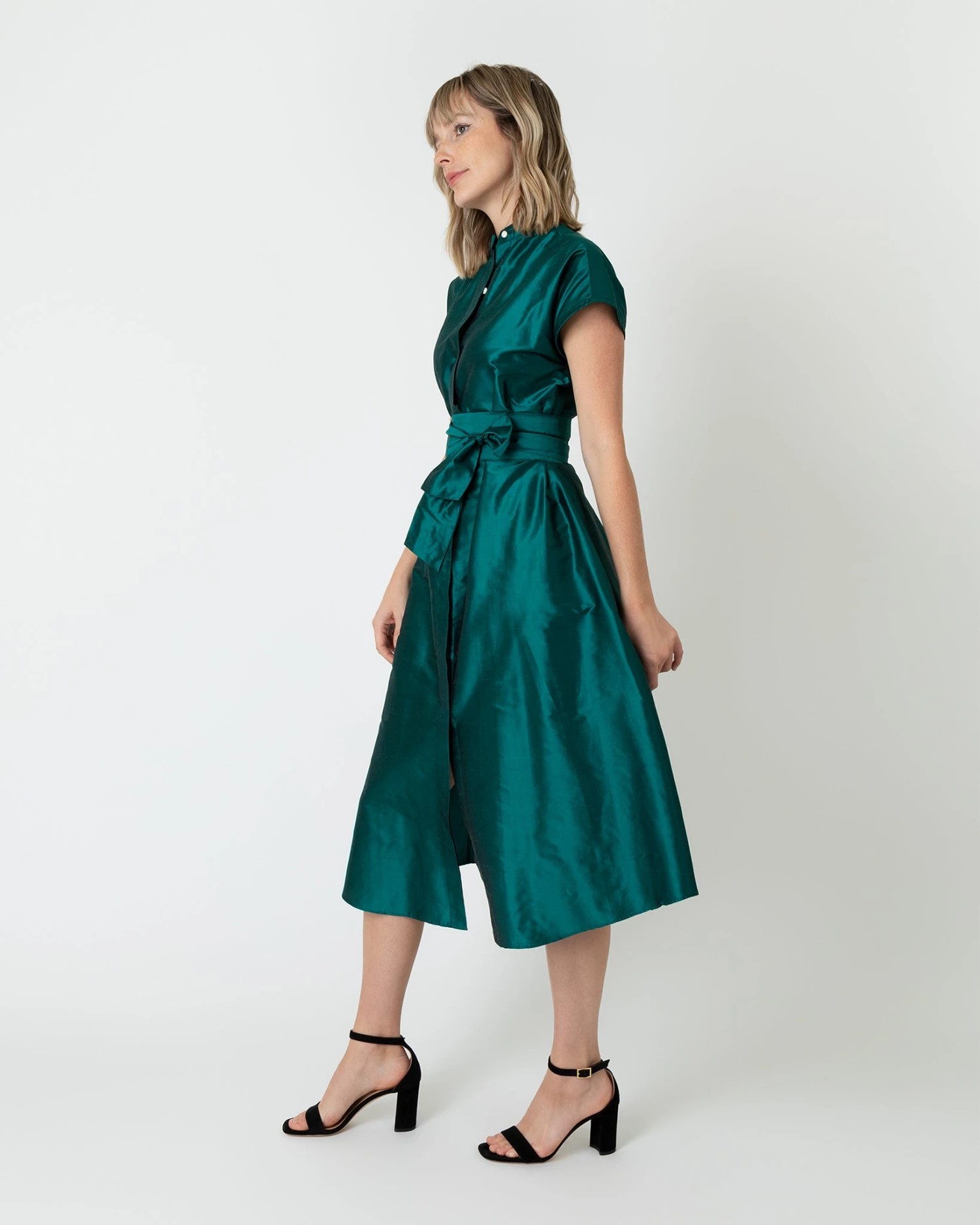 Gianna Dress In Peacock Silk Shantung 5 Gianna Dress In Peacock Silk Shantung - Image 3