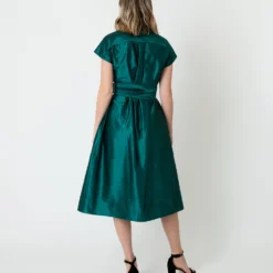 Gianna Dress In Peacock Silk Shantung 12 Gianna Dress In Peacock Silk Shantung -Modezzia Sales S70925 4