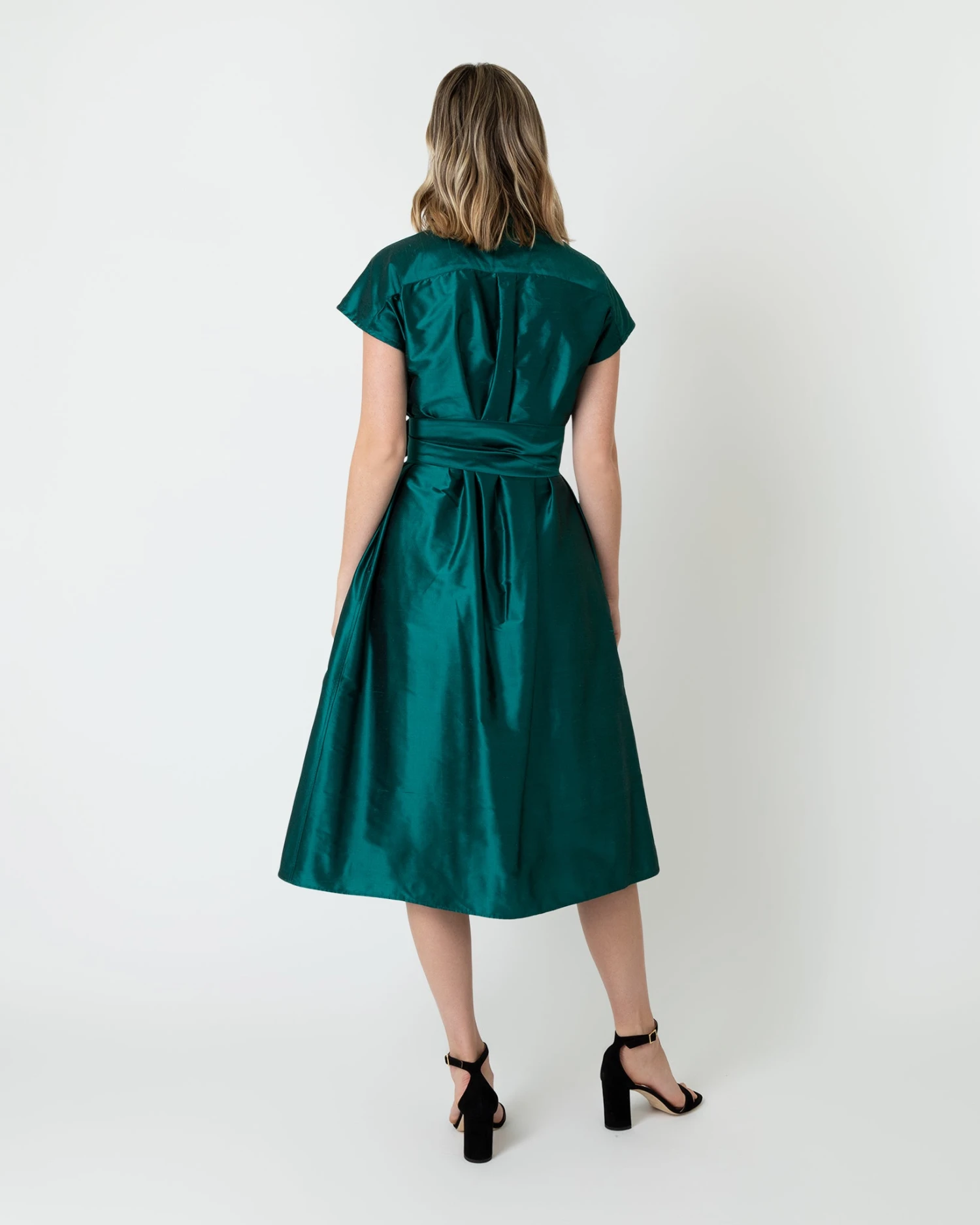 Gianna Dress In Peacock Silk Shantung 6 Gianna Dress In Peacock Silk Shantung - Image 4