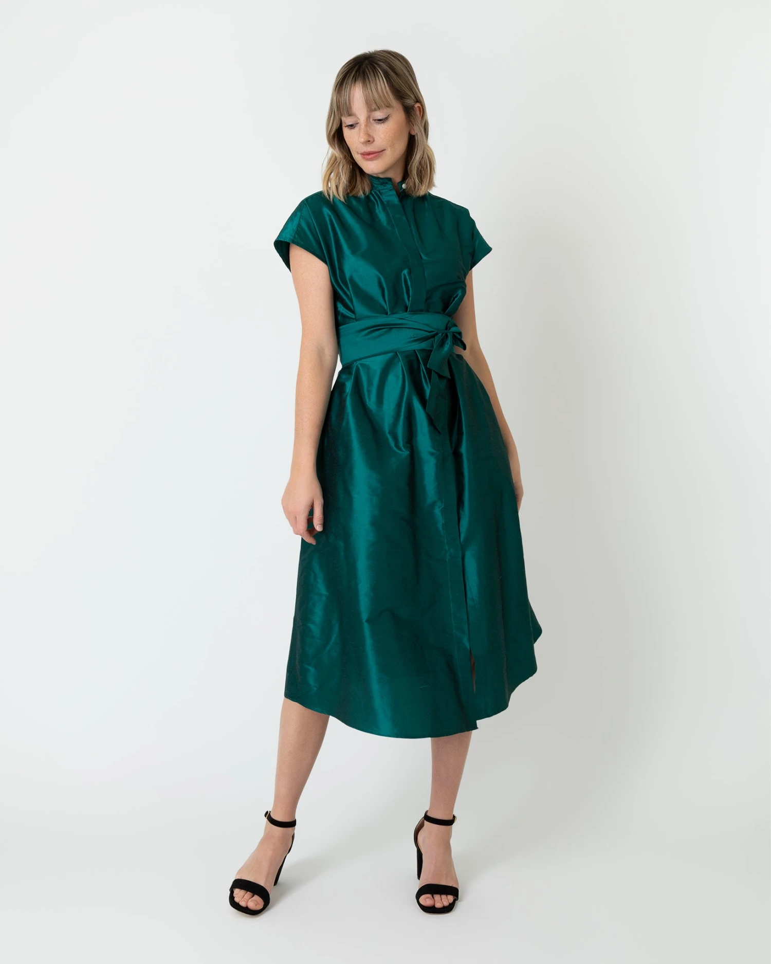 Gianna Dress In Peacock Silk Shantung 7 Gianna Dress In Peacock Silk Shantung - Image 5