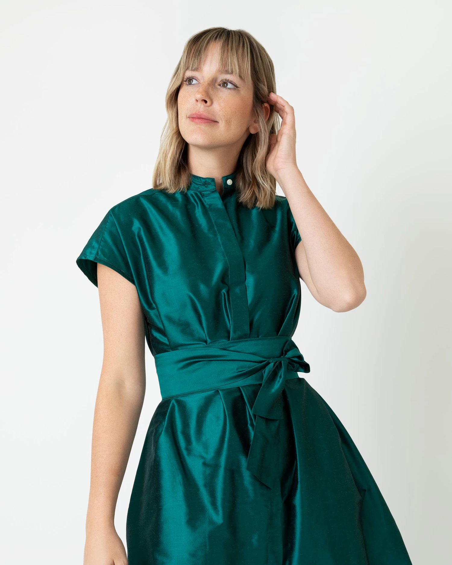 Gianna Dress In Peacock Silk Shantung 8 Gianna Dress In Peacock Silk Shantung - Image 6