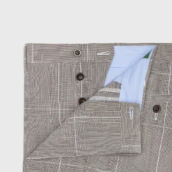 Field Trouser In Flax/Chocolate Glen Plaid Plainweave -Modezzia Sales S71024 27