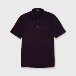 Short-Sleeved Polo In Merlot Dark Oxford Pique