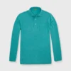 Long-Sleeved Polo In Heathered Green Pima Pique