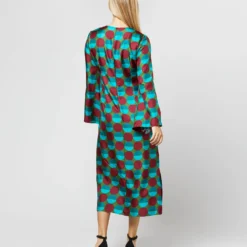 Flicker Dress In Sfere Grandi Verde Twill Silk -Modezzia Sales S71139 32