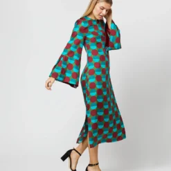 Flicker Dress In Sfere Grandi Verde Twill Silk -Modezzia Sales S71139 41