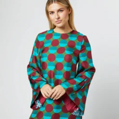 Flicker Dress In Sfere Grandi Verde Twill Silk -Modezzia Sales S71139 52