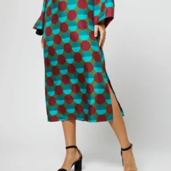 Flicker Dress In Sfere Grandi Verde Twill Silk -Modezzia Sales S71139 72