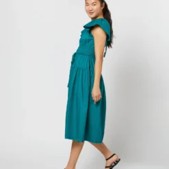 ULLA JOHNSON Darlene Dress In Verdigris -Modezzia Sales S71225 1341