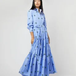 Bellini Dress In Third Eye Embroidered Popeline -Modezzia Sales S71231 889