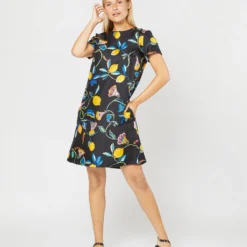 Mini Swing Dress In Borboni Twill Silk 12 Mini Swing Dress In Borboni Twill Silk -Modezzia Sales S71232 490