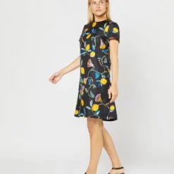 Mini Swing Dress In Borboni Twill Silk 13 Mini Swing Dress In Borboni Twill Silk -Modezzia Sales S71232 498