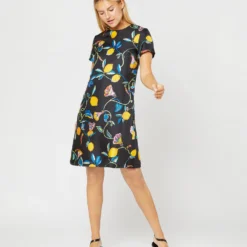 Mini Swing Dress In Borboni Twill Silk 16 Mini Swing Dress In Borboni Twill Silk -Modezzia Sales S71232 517