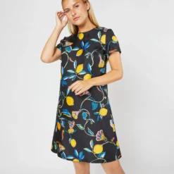 Mini Swing Dress In Borboni Twill Silk 17 Mini Swing Dress In Borboni Twill Silk -Modezzia Sales S71232 525