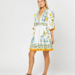 Margherita Dress In Borboni Placed Bianco Cotton Popeline Placée -Modezzia Sales S71239 208