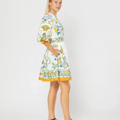 Margherita Dress In Borboni Placed Bianco Cotton Popeline Placée -Modezzia Sales S71239 215