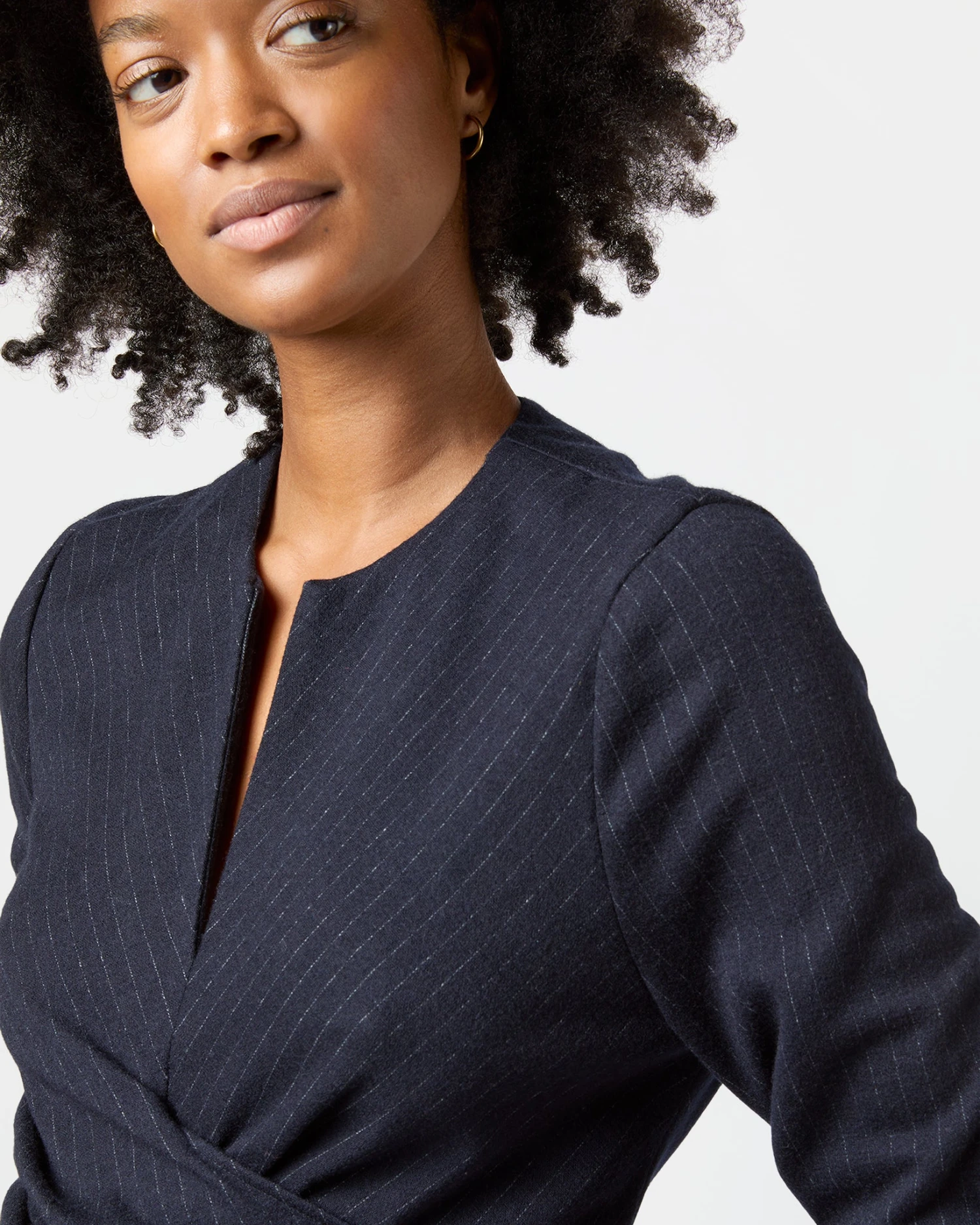 Alejandra Tie Dress In Navy Pinstripe Knit 4 Alejandra Tie Dress In Navy Pinstripe Knit - Image 2