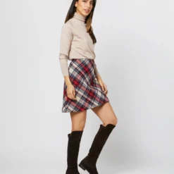 Penny Skirt In Red/Blue/Natural Tartan Jacquard -Modezzia Sales S71355 321