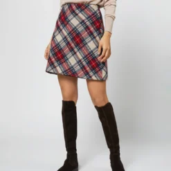 Penny Skirt In Red/Blue/Natural Tartan Jacquard -Modezzia Sales S71355 335