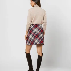 Penny Skirt In Red/Blue/Natural Tartan Jacquard -Modezzia Sales S71355 348
