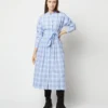 Kimono Shirtwaist Dress In Blue Multi Check Plaid Poplin -Modezzia Sales S71356 1064