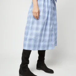 Kimono Shirtwaist Dress In Blue Multi Check Plaid Poplin -Modezzia Sales S71356 1191